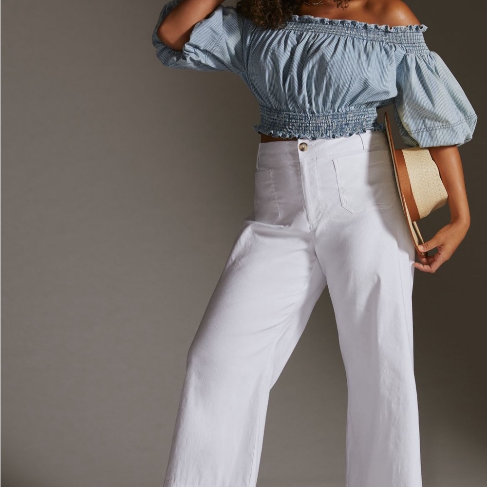 ANTHROPOLOGIE- Colette Cropped Wide-Leg Pants By Maeve- 31
